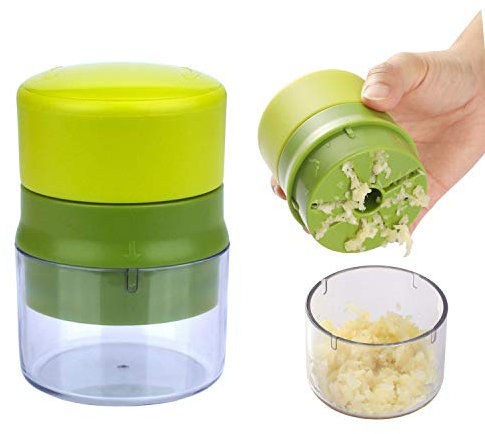 INHEMI Knoblauchpresse, Knoblauchschneider, Garlic Press mit Aufbewahrungstopf, Mühelos Pressen Sie Knoblauch, Ingwer, Nüsse