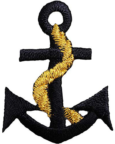 alles-meine.de GmbH 2 Stück Bügelbilder - Anker mit Seil Tau - 4 cm * 3,3 cm - Aufnäher/Applikation/Aufbügler - gewebt - Bügelflicken/Hosenflicken - Bügelsticker - Kinder..