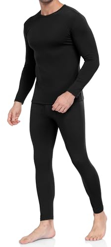 WEERTI Thermal Underwear for Men Long Johns with Fleece Lined Base Layer Men Cold Weather Top Bottom-Black L
