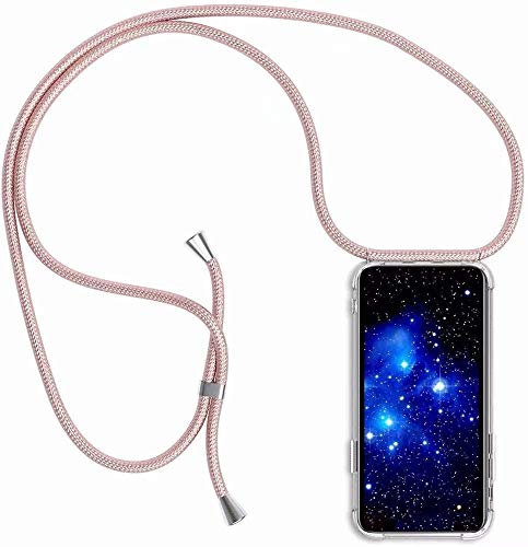 Bigcousin Handykette kompatibel mit Samsung Galaxy S8,Handyhülle mit Band,Transparent Silikonhülle,Schutzhülle mit Kordel in Rose Gold