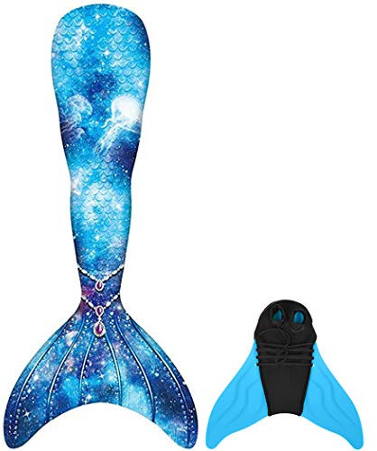 DNFUN Meerjungfrauenflosse Mädchen Neuer Mermaid Tail Badeanzug Meerjungfrauschwanz mit Meerjungfrau Flosse für Erwachsene und Kinder