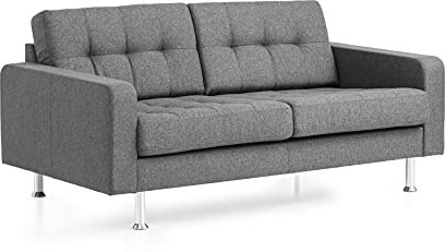 Traumnacht Sofa Laval, 2-Sitzer Couch mit Stoffbezug und Metallfüßen, produziert nach deutschem Qualitätsstandard, grau, 166 x 92 x 65 cm