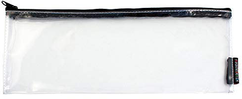 Fashion Stationery Clear Pencil Case for Exams Large See Through Long Transparent Slim Storage Pouch with Black Zip Back to School Pencil Cases for Teenagers Boys Girls