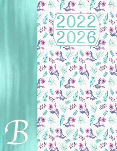 Initiale B – 2022 - 2026 Planer für 5 Jahre – Boho Monogramm Floral: Vorname mit B Geschenk I Adressbuch I Notizen I Bucket List I Jahres- & Monatsplaner I Wochenplaner I Kreatives Schreiben