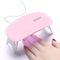 BAQI Mini lámpara de uñas LED UV, secador de uñas USB portátil de 6 W, herramienta de decoración de uñas de tamaño de bolsillo con forma de ratón con luz de gel para uso en el salón de casa, rosa