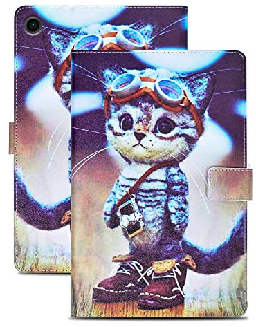 Rostsant Custodia Samsung Galaxy Tab A8 10.5 Cover a Pelle PU Libro Cover Tablet Protettiva per Samsung Galaxy Tab A8 2021 10.5 Pollici SM-X200/SM-X205 - Avventura Cat.