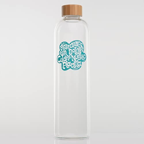 SLORTEK Bouteille d'eau en verre 1.5 L,Verre Borosilicate avec bouchon en bambou,Bouteille d'eau anti-fuite,Réutilisable et Recyclable,Sans BPA,Résistant aux chocs et aux températures élevées