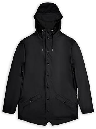 RAINS Men's Waterproof Jacket, Opaque, 01 Black, L