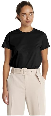 KAFFE Damen-T-Shirt, Kurze Ärmel, Regular Fit, KAmarin, Black Deep, Large