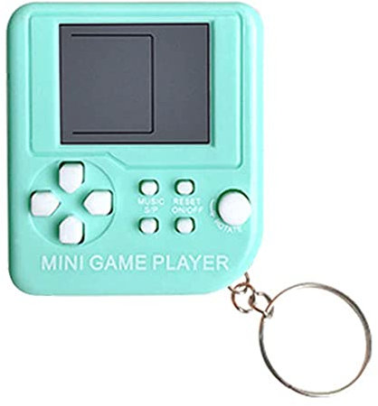 Mini Classic Games Player Keyring Retro Games Console Games with 26 Games Handheld Game Console Portable Mini Retro Game Player Decompression Toys for Video Game Fans (Green)