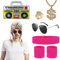 mizikuu Hippie kostüm Set, Hippie Kostüm Zubehör 80er 90er Hippie Kleidung Mode Blond-Braun Perücke Sonnenbrille Halskette Aufblasbarer Radio Boombox Stirnband Armbänder Funky Karneval