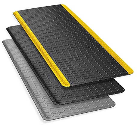 Floordirekt Anti Ermüdungsmatte, Stehmatte 120 x 100 cm Grau Robuste Arbeitsplatzmatte für Steharbeitsplatz - Entlastet die Gelenke für mehr Komfort beim Stehen Dyna-Protect Diamond