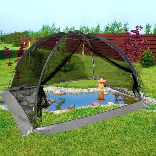 Sharellon Pond Covers for Outdoor Ponds, 5x7FT Pond Cover, Fish Pond Cover, Mesh Pond Cover Dome with Zippers, Nylon Pond Dome for Yard, Pond, Garden to Protect Plants Fishes from Leaves Animals