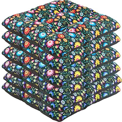 SuperKissen24. Stuhlkissen Sitzkissen für stühle - 6er Set 45x45 cm - Outdoor und Indoor - Folk