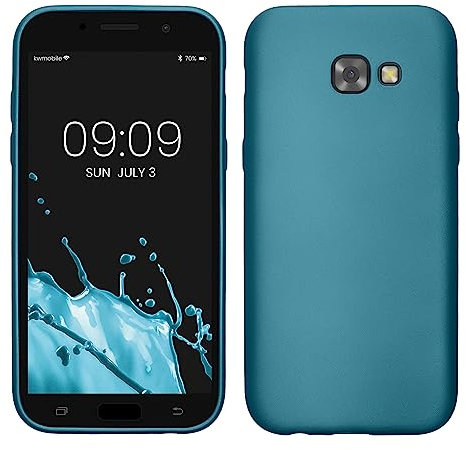 kwmobile Case kompatibel mit Samsung Galaxy A5 (2017) Hülle - Schutzhülle aus Silikon metallisch schimmernd - Handyhülle Metallic Karibikblau