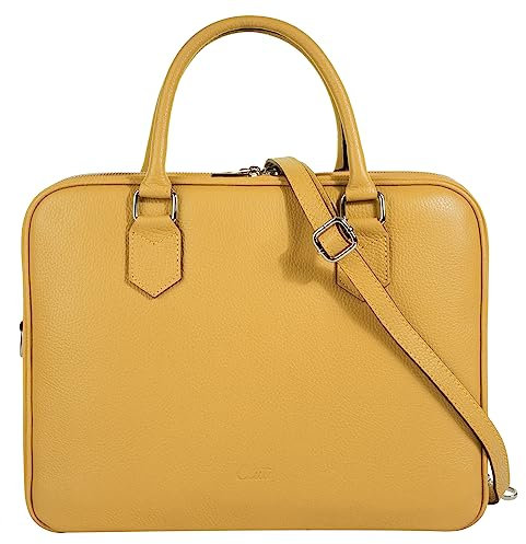 Cluty Aktentasche Echt Leder Damen | Made in Italy, Smartphonefach, Business Tasche, Bürotasche mit Reißverschluss, Damen Handtasche aus Leder | 021833