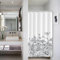 Grigio Floreale Piccola Tenda Doccia Stalla Bianco e Nero Natura Astratto Rustico Fiore Pianta Foglie con Fiore Bagno Tenda Doccia Impermeabile Piccola Tenda da Bagno 92x183cm
