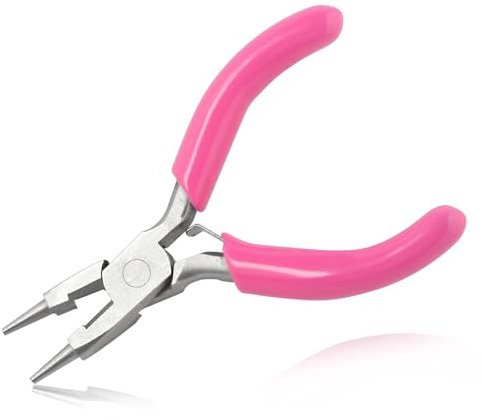 LEONTOOL 3-Inch Mini Round Nose Pliers - Jewelry Making Tools with Cutter, Wire Looping, Bending Pliers