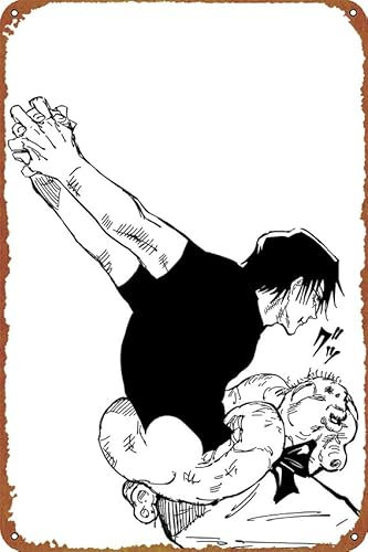 ZTLLFV JJK Toji Fushiguro Anime-Poster, Vintage-Blechschild, einzigartige Metall-Wanddekoration für Zuhause, Bar, Esszimmer, Pub, 20,3 x 30,5 cm, lustige Küchendekoration, lustige Barschilder,
