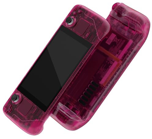eXtremeRate Cover Custodia Tasti per Steam Deck LCD,Scocca Frontale Posteriore Pulsanti Shell DIY per Steam Deck LCD,Accessori Ricambio per Steam Deck Console,Senza Console-Trasparente Rosa