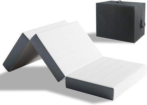 Vesgantti Klappmatratze Gästematratze 80x195x15 cm 3-teilige Gel Schaumstoff Faltbare Matratze für Gästebett Reisebett Platzsparend Öko-Tex Zertifiziert