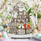 Ziliny 19 Stück Ostern Holz Weiß Serie Etagere Tablett Dekor Osterhase gestufte Tablett Tischdekoration Osterhase Karotten Holz-Mittelstück Schilder mit LED-Lichterkette für Ostern Zuhause Küche Regal