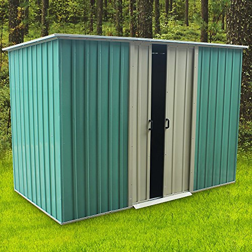 Panana 8 x 4ft Metal Sheds Tool Storage House Metal Garden Apex Roof Storage Box House Doors open on 8FT side (GSGD01GN8X4), SEENGSGD0601
