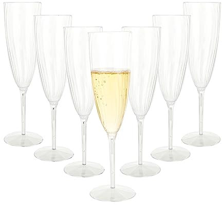 WOPPLXY 32 Stück Sektgläser Plastik Transparent, 180 ml Sektgläser Hochzeit Plastik, Sektglaser Kunststoff für Partys, Hochzeiten, Picknick, Sektempfang, Geburtstag