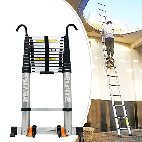 Aluminum Telescoping Telescopic Ladder with Detachable Hook, 8m/ 7m/ 6m/ 5m/ 4m/ 3m/ 2m Tall Extension Ladders for Home RV Roof Top Attic, Loads 150kg (Color : Black, Size : 8.1m/26ft)