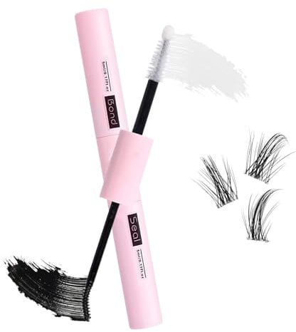 wimony Lash Bond and Seal Cluster Eyelash Lashes Glue for Individual DIY Eyelash Extensions Lasting Strong Hold Waterproof 2 in 1 Mascara Eyelash Extension Glue
