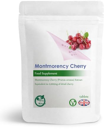 Montmorency Cherry 2000mg Tablets (Vegan) High Active Strength Muscle, Gout (Pack of 60)