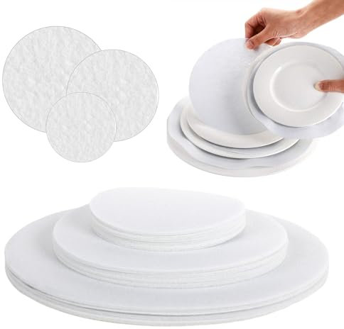 Ksvaye 36 Stück Runde Filz Tellerteiler,Filzplatten Teiler 27/19/12.7cm Tellerschoner Geschirrschutz Pads Für Geschirr Küche Pfannen, Töpfe Und Schüsseln(Weiß)