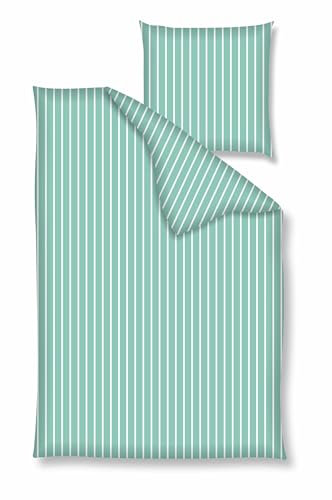 Traumschloss Bettwäsche »Renforcé« 100% Baumwolle | Reißverschluss | 135x200 & 80x80 | gestreift | Mint | weiß