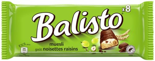 BALISTO Multipack Müsli, Getreide & getrocknete Trauben, 8x18,5g | Knuspriger Müsliriegel mit Getreide und süßen Trauben — der beliebte Snack fürs Büro, unterwegs oder zwischendurch