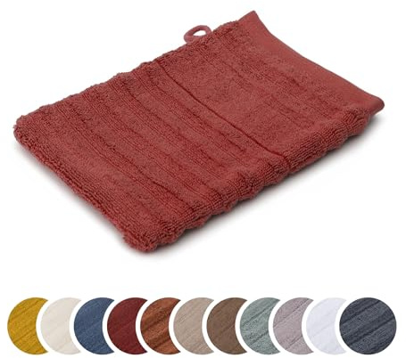 liebling Waschhandschuh Luxus Bio Baumwolle, Serie Marseille, 770 gr. / m², 16 x 21 cm, Ökotex, 60 Grad, saugstark, schnelltrocknend, Farbe: Karminrot