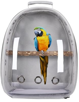 Vogelträger-Rucksack, Haustier-Reiseträger mit Stehender Sitzstange, Vogelträger-Rucksack, Atmungsaktive Tasche Papageien, Leichter Reisekäfig, Raumkapsel, Transparenter (D)