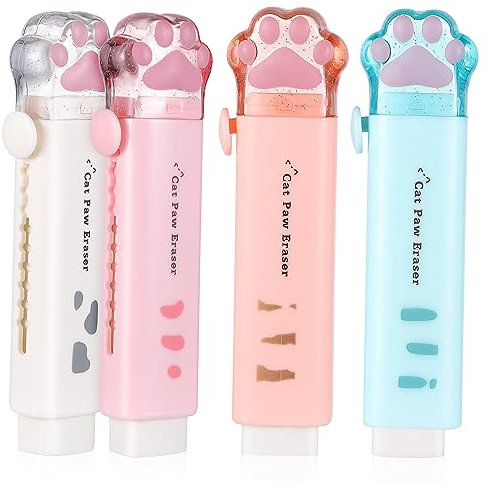 NUOBESTY 4 Stück Einziehbare Radiergummis Große Radiergummis in Kawaii-form Lustige Kawaii-schreibwaren Für Jungen Mädchen Und Erwachsene