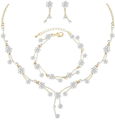 chaoyite Cute Leaf Vine Flower-Shaped Necklace Earrings Sets Formal Jewelry Accessories Perfect for Weddings Prom for Brides Bridesmaids Women