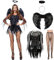 Halloween Disfraz Demonio, Alas y Aureola de Angel Negro, Disfraz de Diablo Angel Negro Caido, Disfraces de Halloween Mujer, Disfraz de Vampiro Adulto para Halloween, Carnaval, Cosplay y Fiesta (XL)