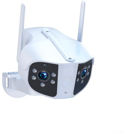 Oniissy Telecamera di sicurezza WiFi 4K per esterni, fissa con panoramica ultra grandangolare a 180°, telecamera IP WiFi, rilevamento intelligente di esseri umani/veicoli/animali, visione notturna a