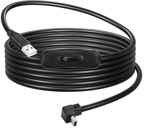 CERRXIAN Cavo USB-A a Mini USB con interruttore on/off Tipo A 2.0 Maschio ad angolo Mini B Cavo Dati Cavo di ricarica per PC, laptop, dash cam per auto, fotocamera digitale (UP Angle, 2m)
