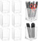 Akamino 8 PCS Acrylic Pen Pot, 6.5 x 6.5 x 10 cm Square Pen Pencil Holder，Transparent Desktop Stationery Makeup Brush Storage Organizer Clear Pen Cup for Office School Home