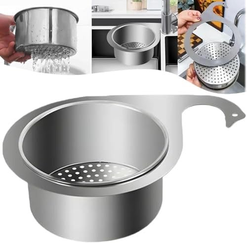 Stainless Steel Swan Sink Strainer Basket, Faucet Hanging Filter Basket, Kitchen Sink Drain Basket Swan Drain Rack, Multi-Functional Drain Basket,Kitchen Sink Organizer (1 Pack, S:22cm/8.7inch)