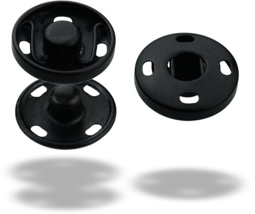 Druckknöpfe zum Aufnähen 20 Paare - S-Feder 8 mm bis 25 mm Druckknopf zum Annähen Snaps Button viele Farben (Schwarz, 8 mm)