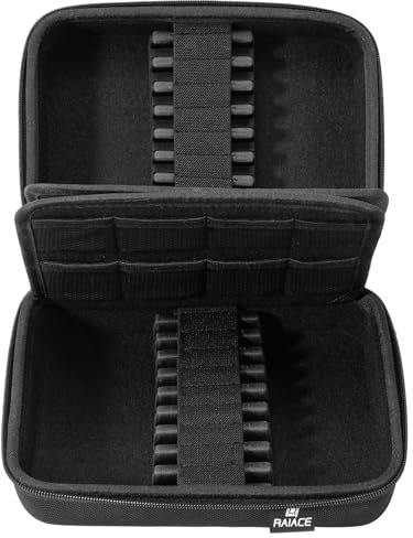 RAIACE Hartschalen-Dartkoffer für 18 Dartpfeile mit Stahlspitze oder weicher Spitze, Dart-Tragekoffer für Dartspitzen, Schäfte und Flights. (Nur Koffer, Darts Nicht im Lieferumfang enthalten)–Schwarz