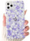 NITITOP Compatible with iPhone 11 Pro Max Case Cute Clear Flower Floral Pattern Design for Women Girls Slim Soft TPU Shockproof Protective Girly Phone Cover - Purple