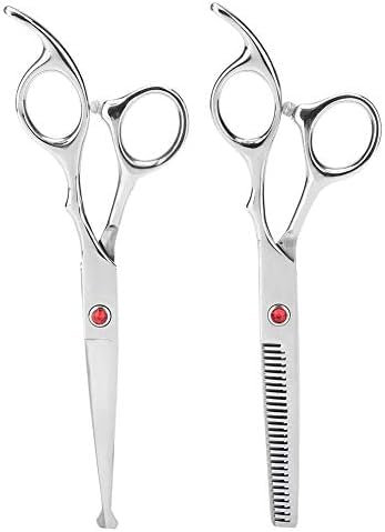 CYSFETENA Professional Haarschneideschere Set mit Ausdünnende Schere，Edelstahl Friseurschere für Kinder Baby Zuhause,Schere zum Haare Schneiden mit Rundkopf für sicheres Schneiden (red screw)