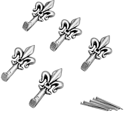Set da 15 Ganci Argento, Appendino per Quadro, Forma Giglio, Fiorentino con Chiodi da 17 mm, Ganci da 4,5 cm 66883