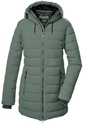 killtec Damen Steppparka/Parka mit Kapuze KOW 55 WMN QLTD PRK, grüngrau, 48, 41809-000
