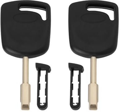 VGOL 2 x FO21 Transponderschlüssel, schwarz, Fernbedienungsschlüssel, Autoschlüsselblatt, kompatibel mit Ford Escort, Fiesta, Mondeo, Transit
